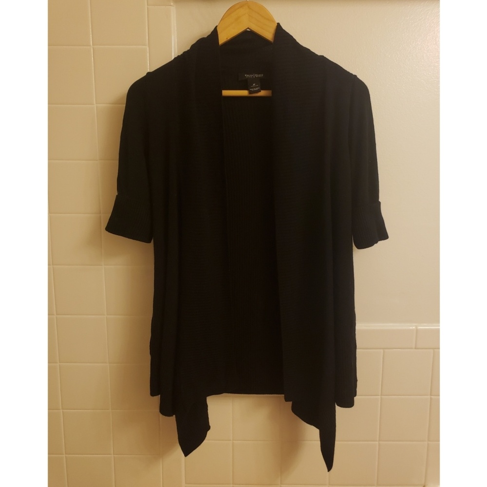WHBM draped short sleeve sweater cardigan